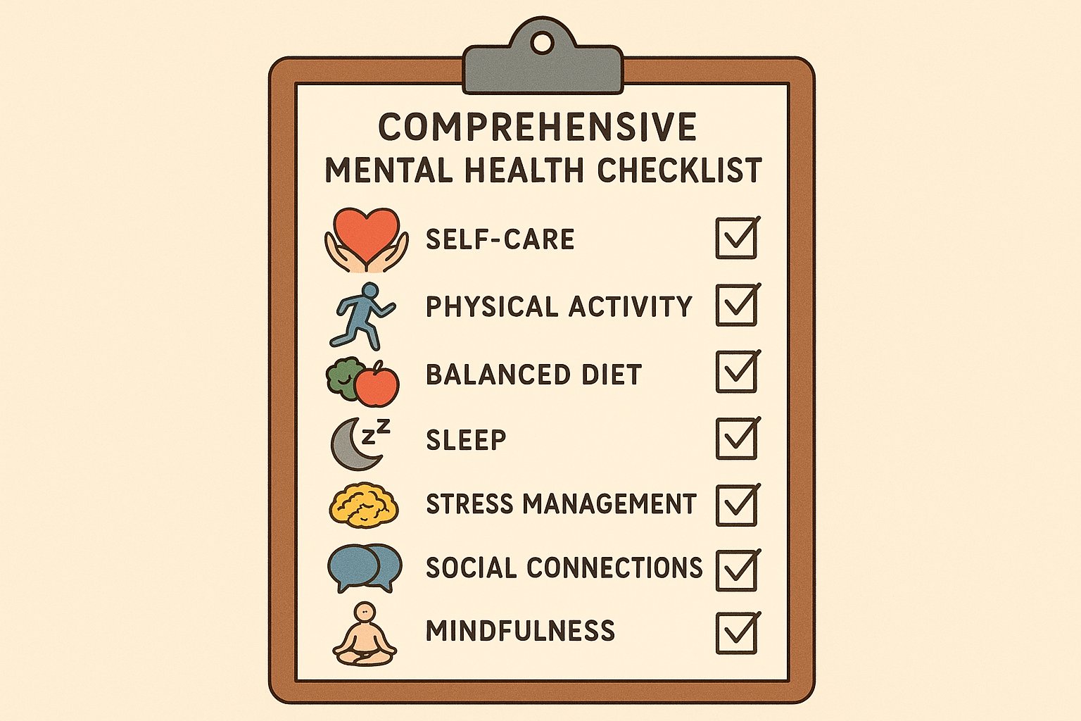 an illustration showing a mental health checklist